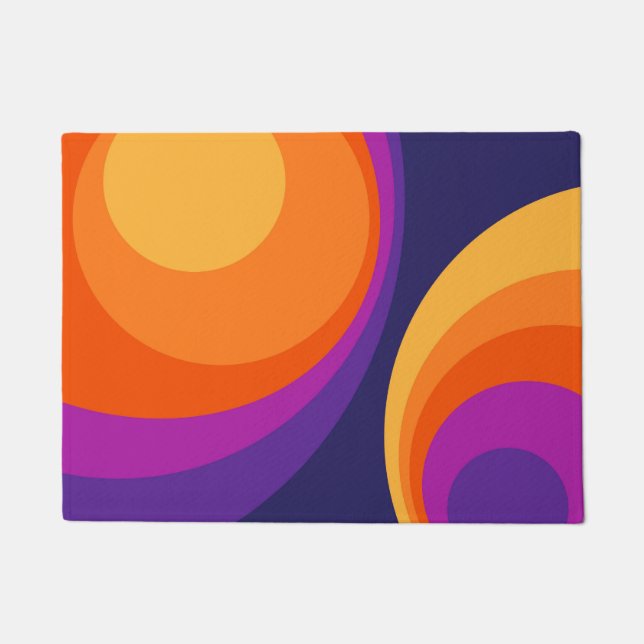 Colourful retro circles design  doormat (Front)
