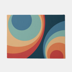 Colourful retro circles design doormat