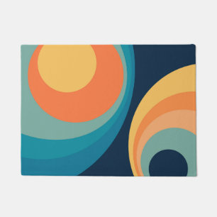 Colourful retro circles design doormat