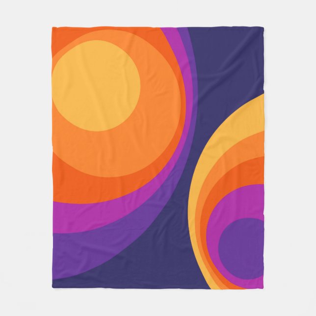Colourful retro circles design  fleece blanket (Front)