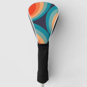 Colourful retro circles design  golf head cover