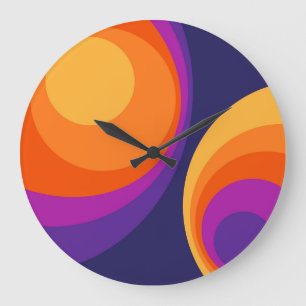 Colourful retro circles design  large clock
