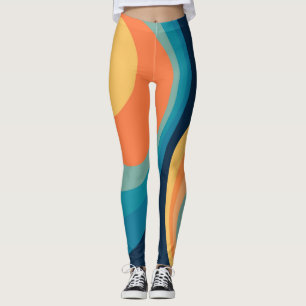 Colourful retro circles design leggings