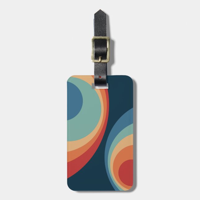 Colourful retro circles design luggage tag (Front Vertical)