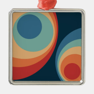 Colourful retro circles design metal ornament