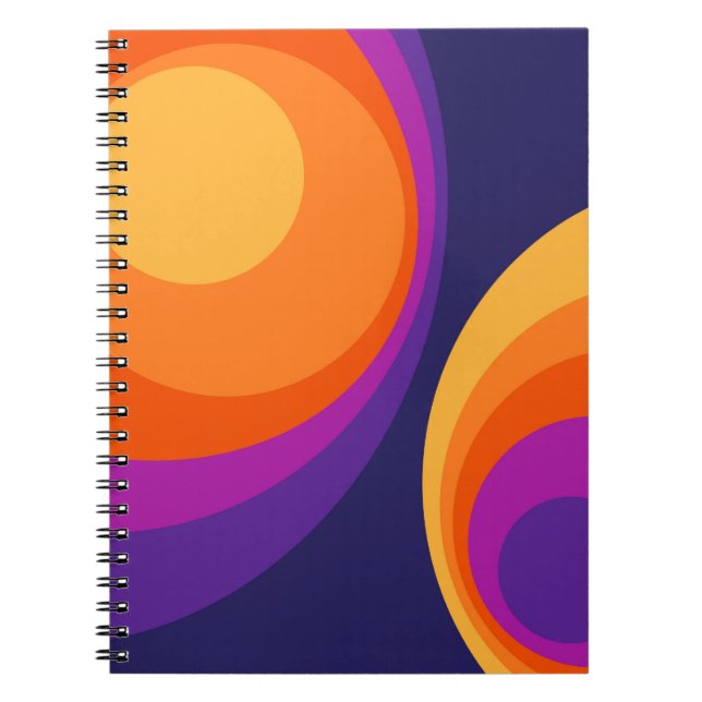 Colourful retro circles design  notebook (Front)