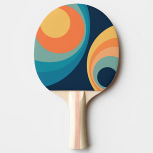 Colourful retro circles design ping pong paddle