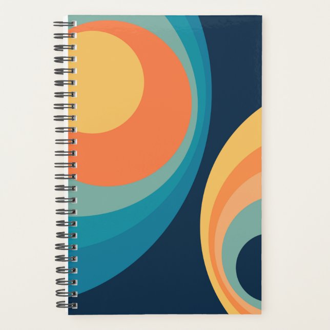 Colourful retro circles design planner (Front)