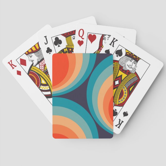 Colourful retro circles design  playing cards (Back)