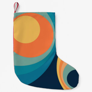Colourful retro circles design small christmas stocking
