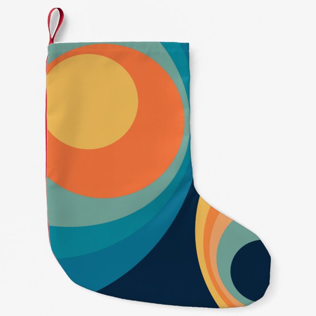 Colourful retro circles design small christmas stocking (Front)