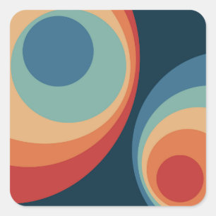 Colourful retro circles design square sticker