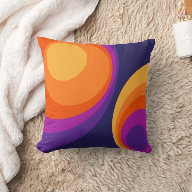 Colourful retro circles design  throw pillow (Blanket)