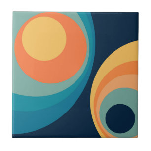 Colourful retro circles design tile