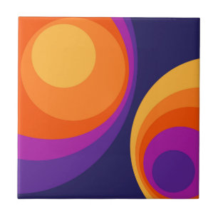 Colourful retro circles design  tile
