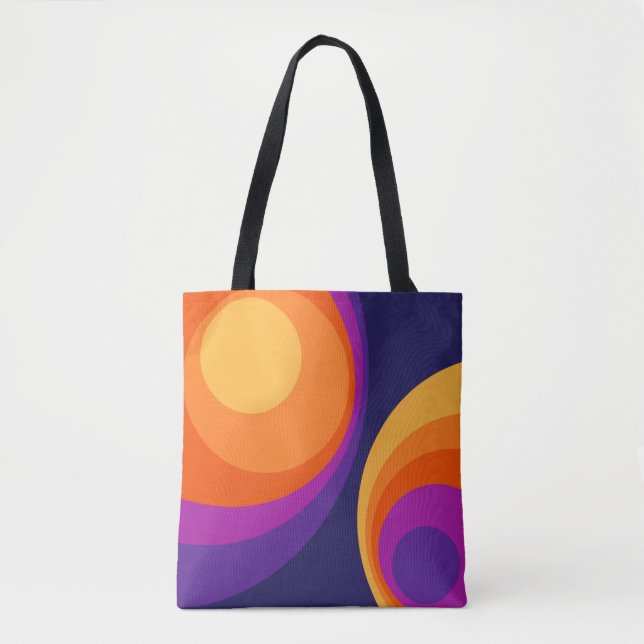 Colourful retro circles design  tote bag (Front)