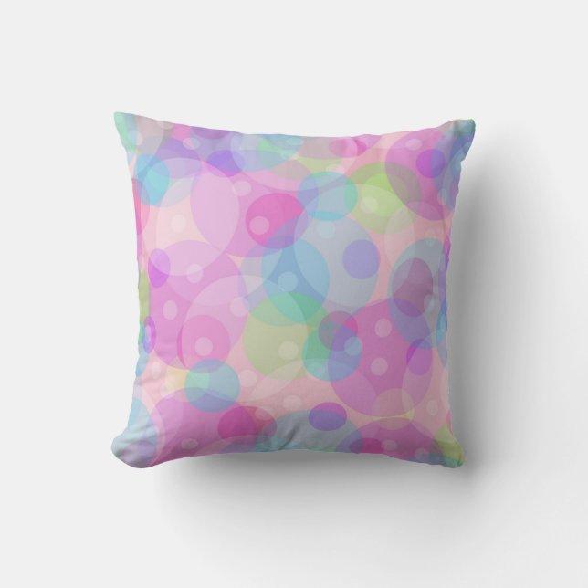 Colourful Retro Circles Pattern Throw Pillow (Front)