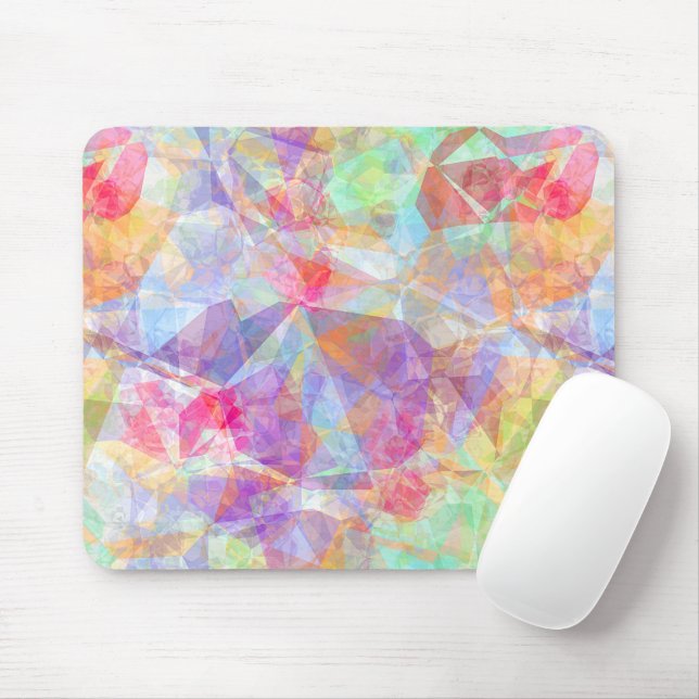 Colourful Retro Cool Polygon Mosaic Art Pattern Mouse Pad (With Mouse)