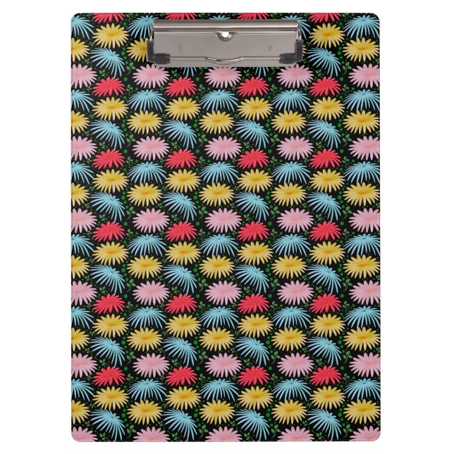 Colourful Retro Daisy Floral Pattern Whimsical  Clipboard (Front)
