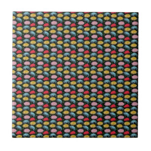 Colourful Retro Daisy Floral Pattern Whimsical  Tile