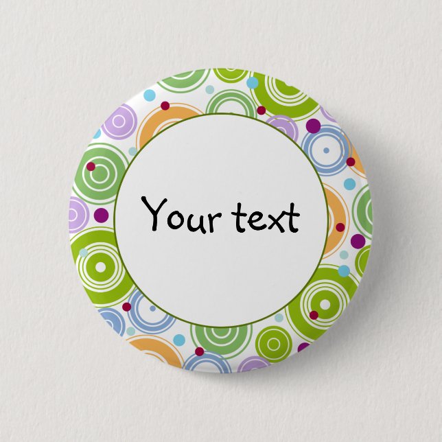 Colourful retro design 2 inch round button (Front)