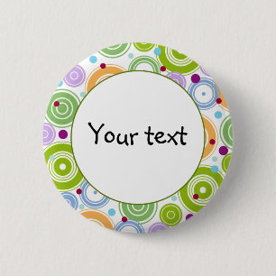 Colourful retro design 2 inch round button