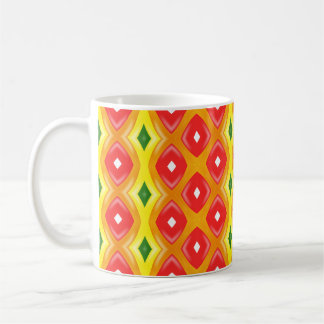 Colourful retro diamond stripes pattern coffee mug