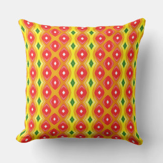 Colourful retro diamond stripes pattern throw pillow