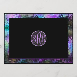Colourful Retro Disco Glitter Geometric Pattern Invitation