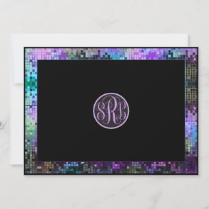 Colourful Retro Disco Glitter Geometric Pattern Invitation