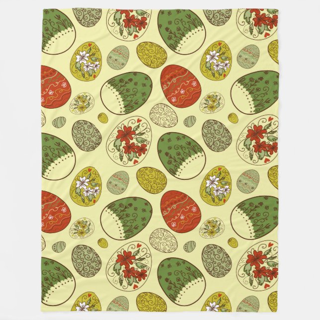 Colourful Retro Easter Eggs pattern Fleece Blanket (Front)
