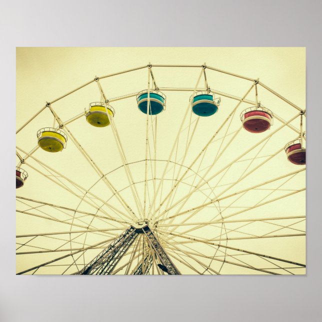 Colourful Retro Ferris Wheel Poster (Front)