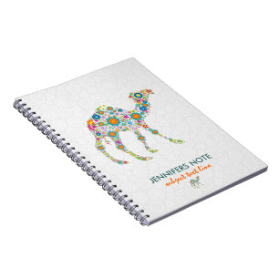 Colourful Retro Floral Camel & White Damasks Notebook