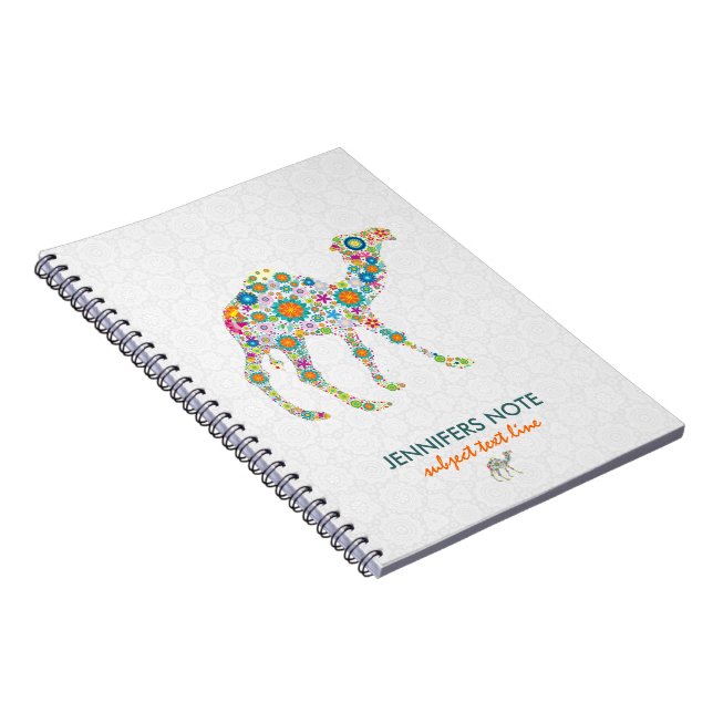 Colourful Retro Floral Camel & White Damasks Notebook (Right Side)