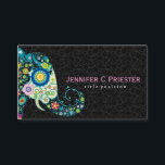 Colourful Retro Floral Elephant & Black Damasks Business Card<br><div class="desc">Retro flowers in the shape of an elephant over black vintage floral damasks. Fully customizable business card template. If you need any help customizing any of my designs,  contact ArtOnWear designer. Free text formatting with live help available by request.</div>