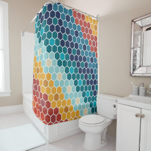 Colourful Retro Floral Mosaic Hexagon Pattern