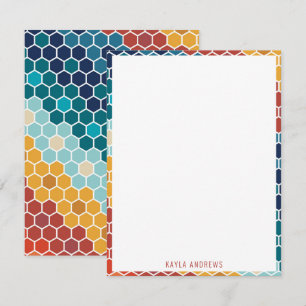 Colourful Retro Floral Mosaic Hexagon Pattern Card