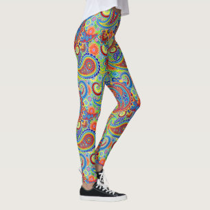 Colourful Retro Floral Paisley Pattern Leggings