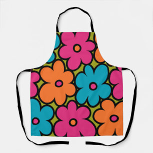 Colourful Retro Floral Pattern Apron