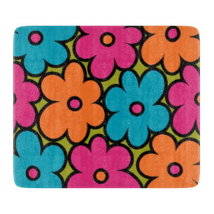 Colourful Retro Floral Pattern Cutting Board