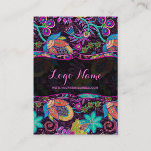 Colourful Retro Floral Pattern Faux Beads Business Card