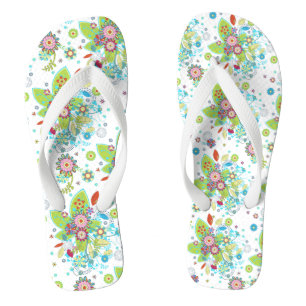 Colourful Retro Floral Pattern Flip Flops