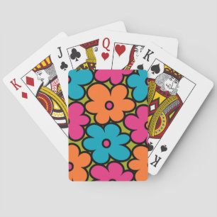 Colourful Retro Floral Pattern Playing Cards