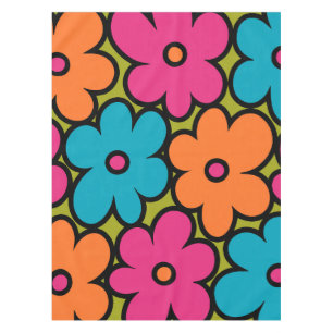 Colourful Retro Floral Pattern Tablecloth