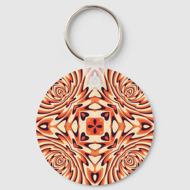 Colourful Retro Floral Seamless Pattern Keychain (Front)