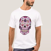 Colourful Retro Floral Sugar Skull Pink Tint