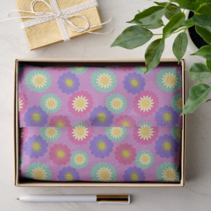Colourful Retro Florals in Purples Pinks Greens Tissue Paper