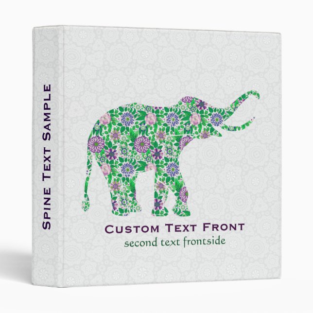 Colourful Retro Flower Elephant Binder (Front/Spine)