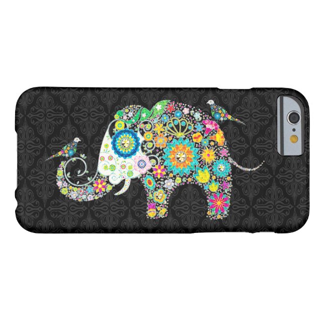Colourful Retro Flower Elephant & Birds Case-Mate iPhone Case (Back Horizontal)
