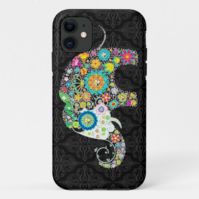 Colourful Retro Flower Elephant Design Case-Mate iPhone Case (Back)